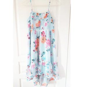 Blue Chiffon Floral Dress